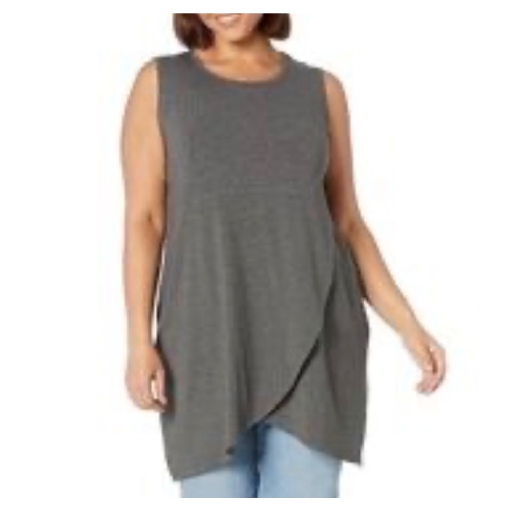 Zim & Zoe Lounge Womens Black Sleeveless Tulip Wrap Hem Tunic Top‎ Size 16